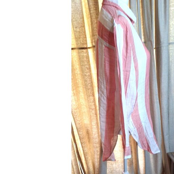Rails Jaylin Ladies Button Up Long Tail Pink and White Striped Shirt Size S - Picture 6 of 11